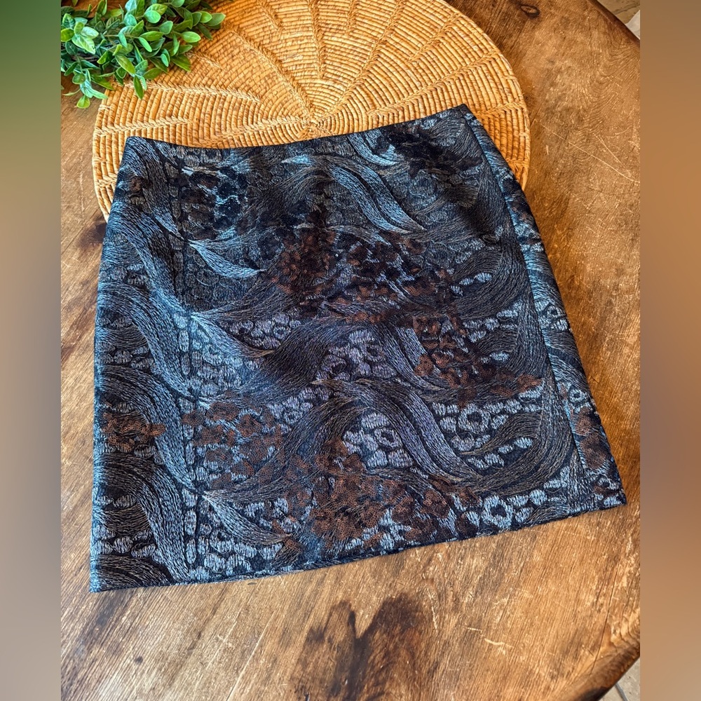 Ann Taylor Black Sequin Metallic Textured Mini Skirt